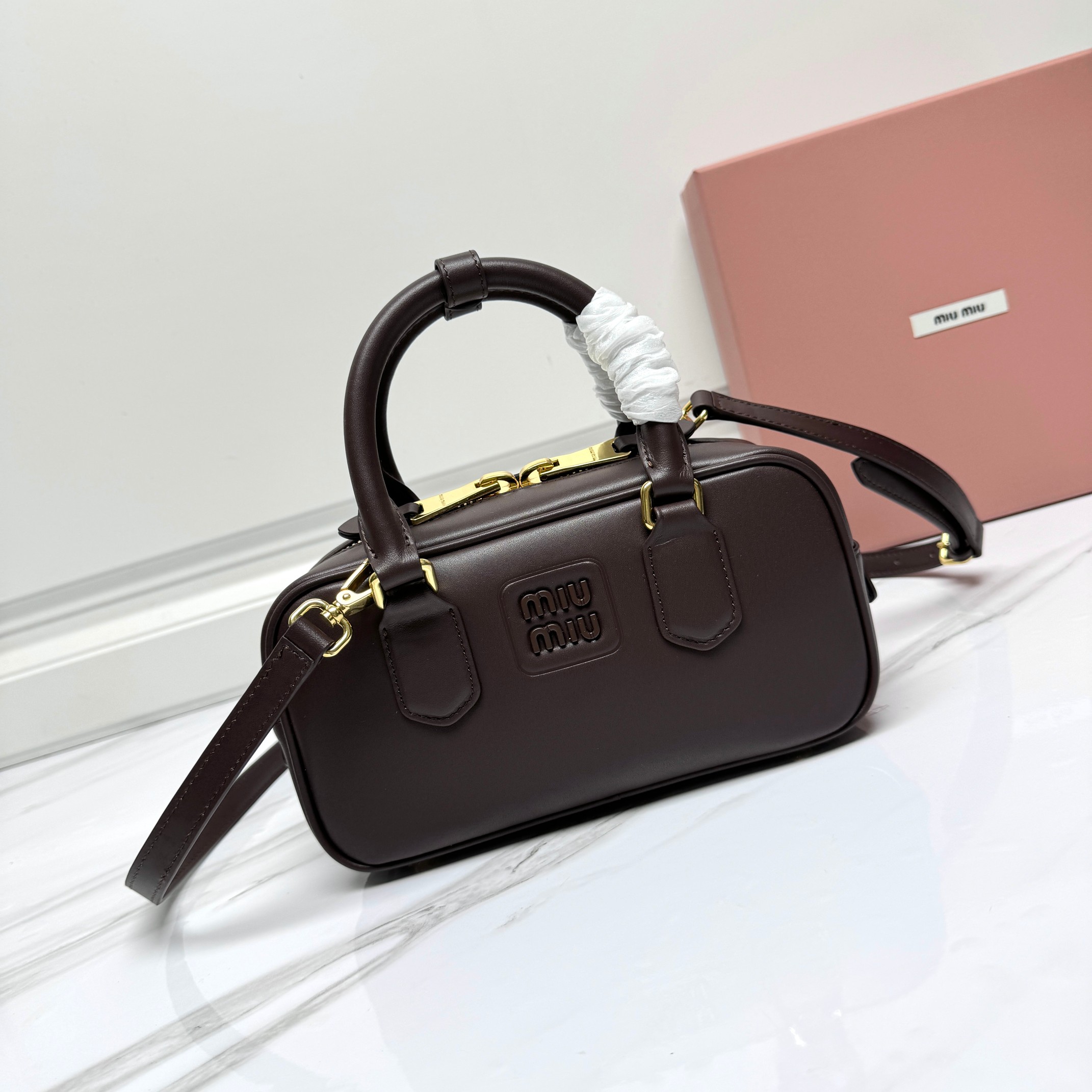 MIU MIU Calfskin Regular Arcadie Top Handle Bag Radica 1629695