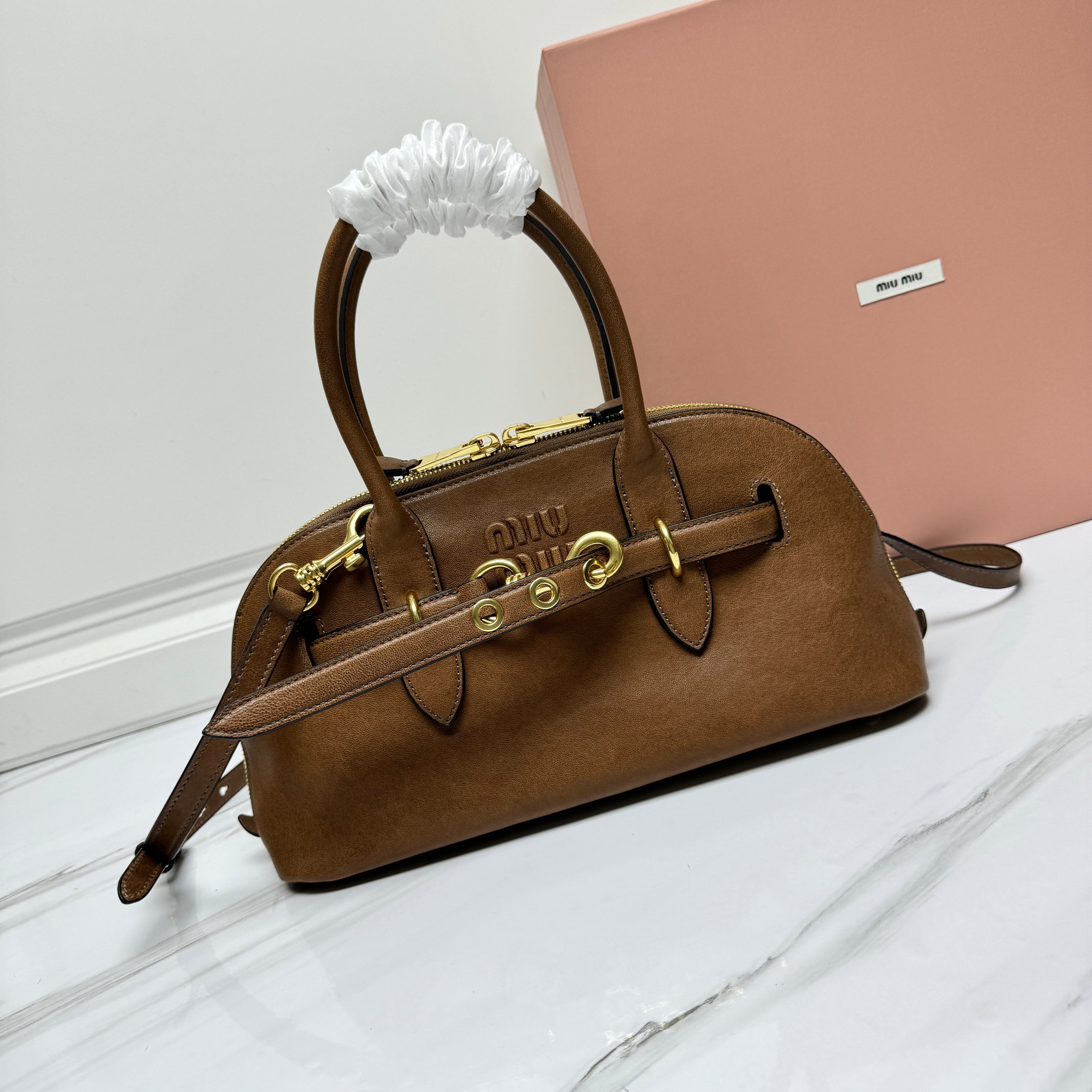 MIU MIU Nappa Aviator Small Aventure Bag Rovere 1614220 |