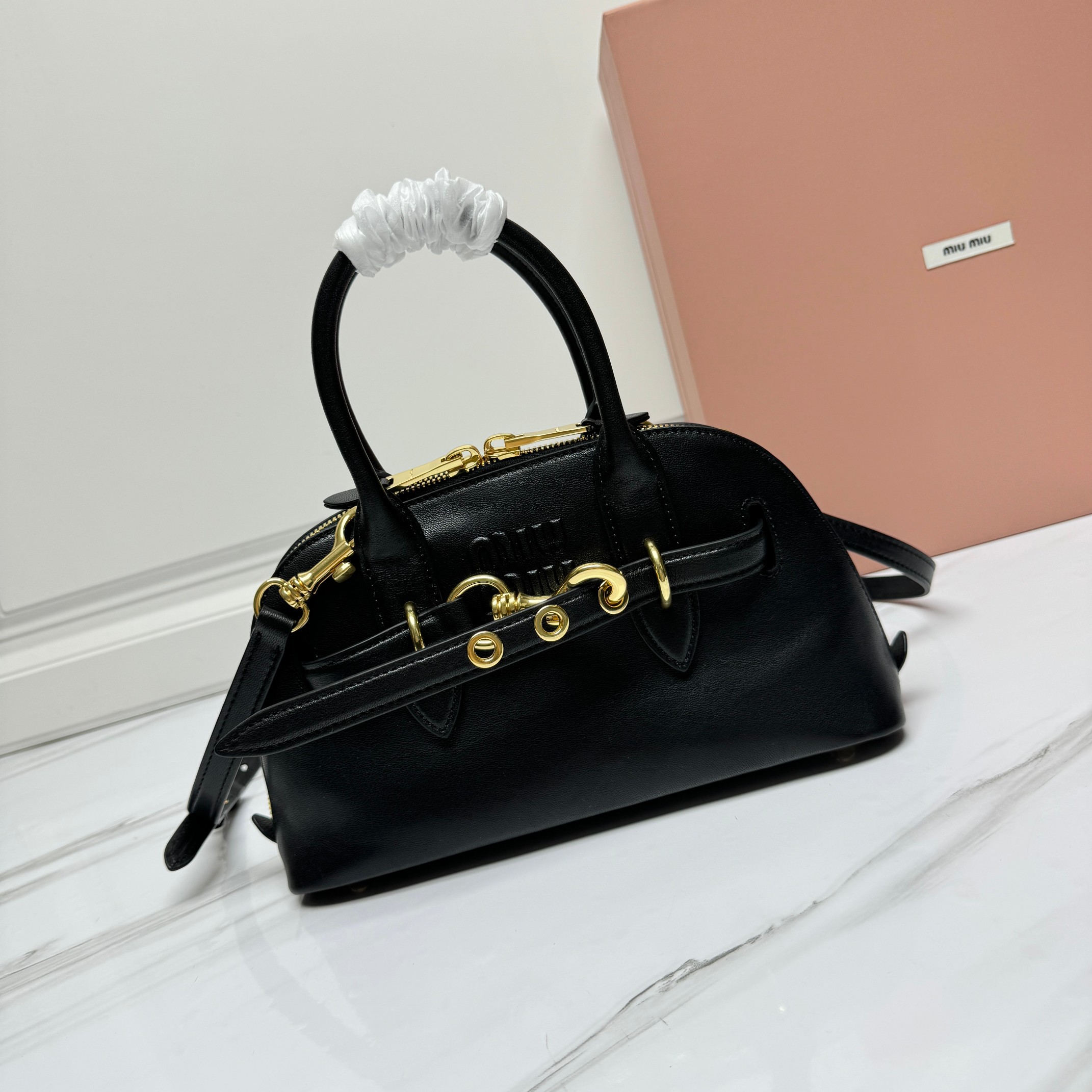 Miu Miu Leather Aventure Top Handle Bag – Black Handle