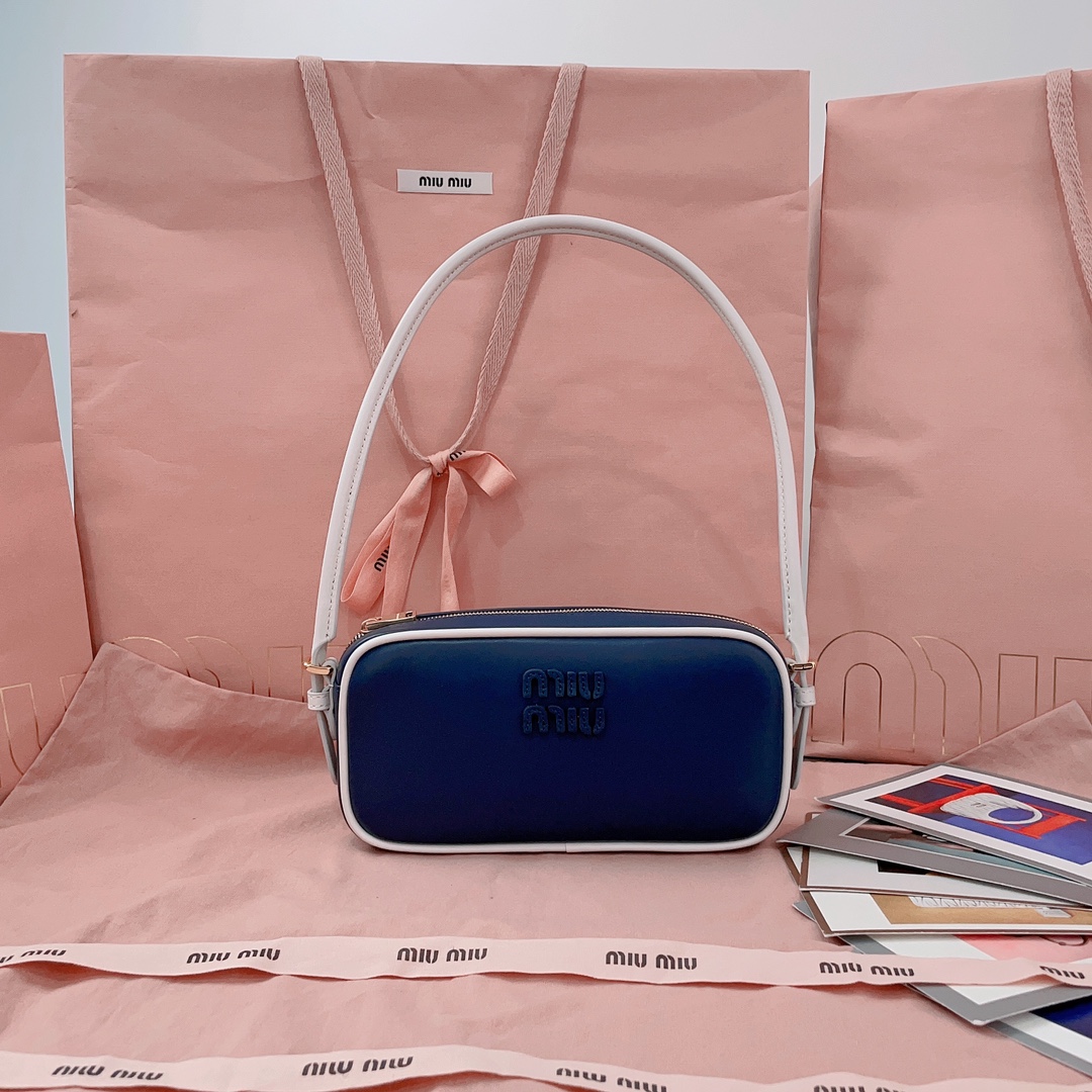 Miu Miu Bright Blue/white Leather Pouch | Miu Miu