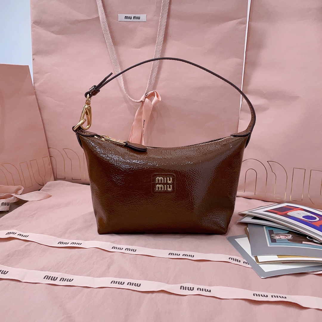 Miu Miu Women’s’ Naplak Patent Mini Bag in Brown