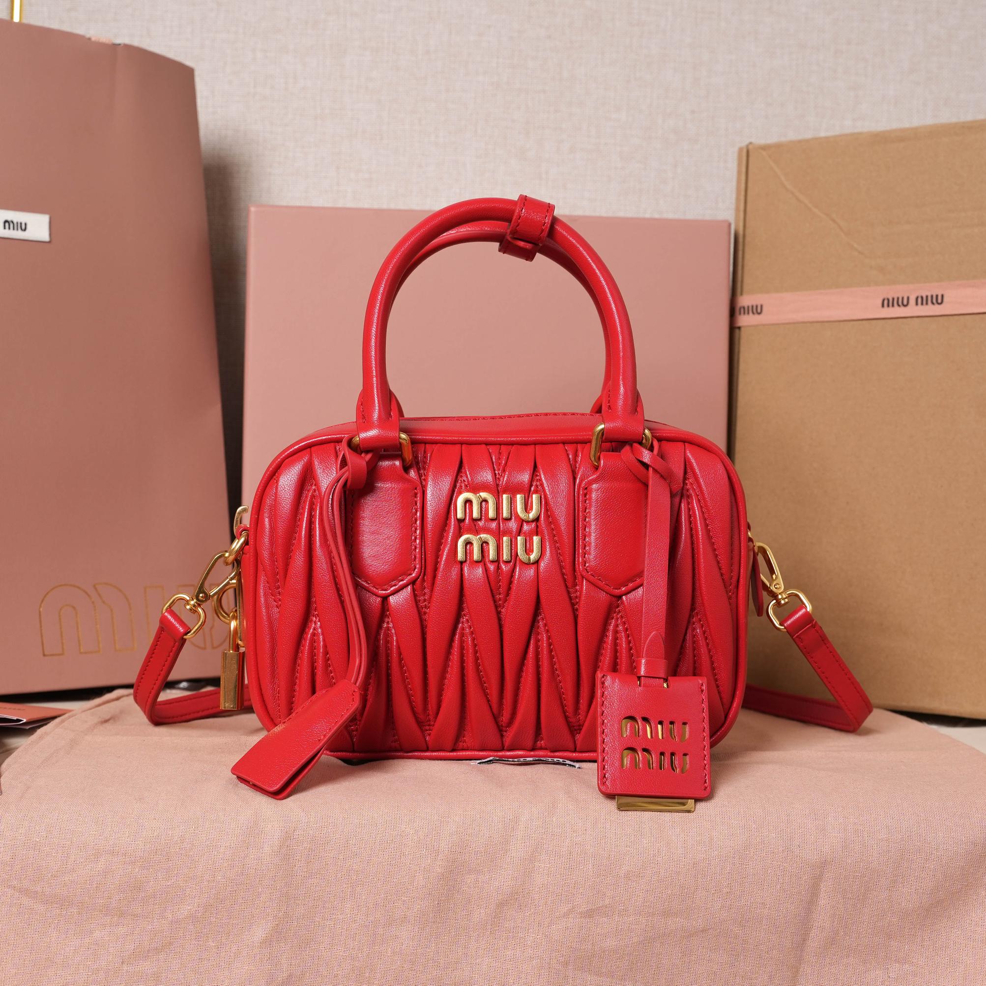 Miu Miu Tiziano Red Nappa Leather Handbag |
