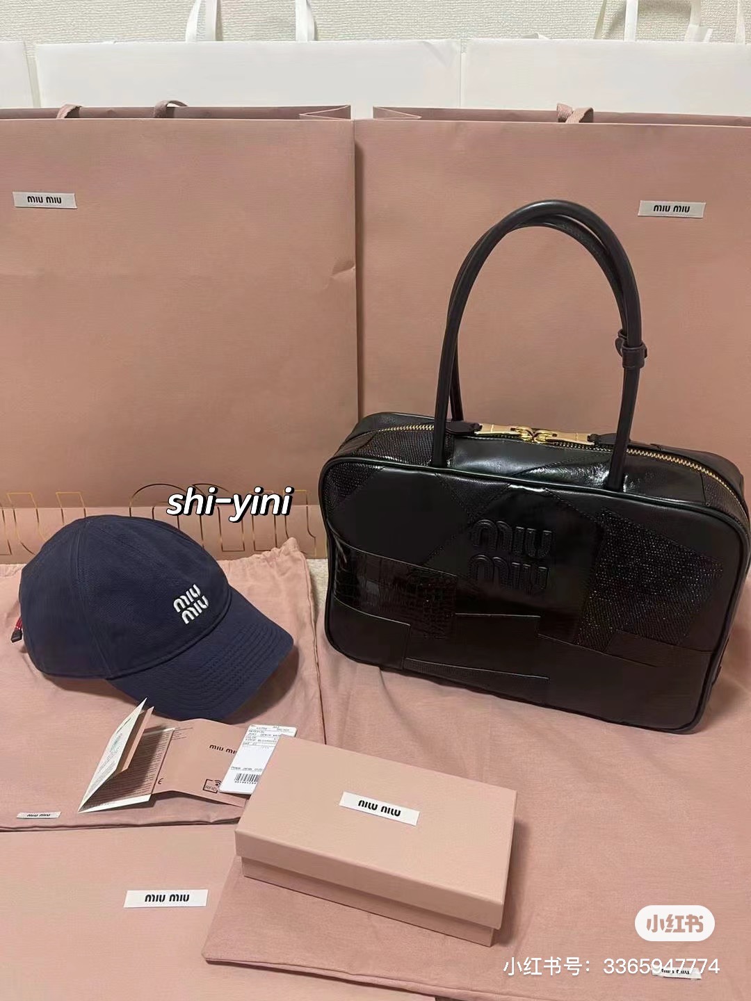 miumiu Leather Patchwork Bow Bag Rare Black Gift Present