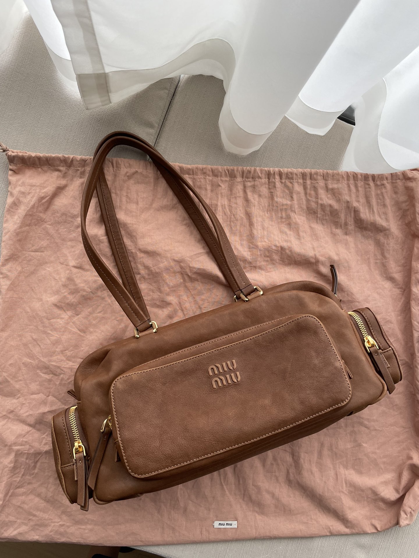 Miu Miu Oak Pocket Washed Nappa Leather Bag | Miu Miu