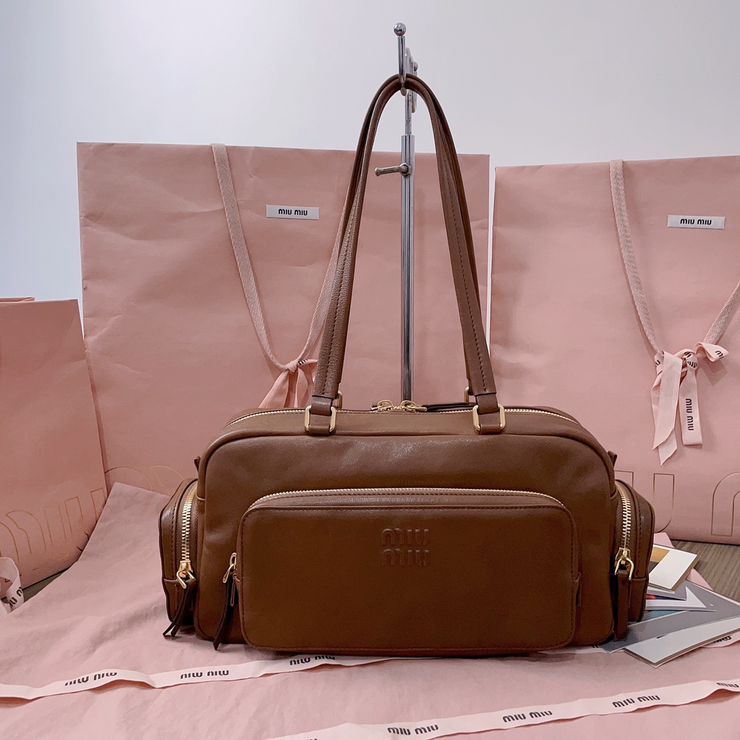 Miu Miu Leather Tote Bag | Brown Miu Miu 00539