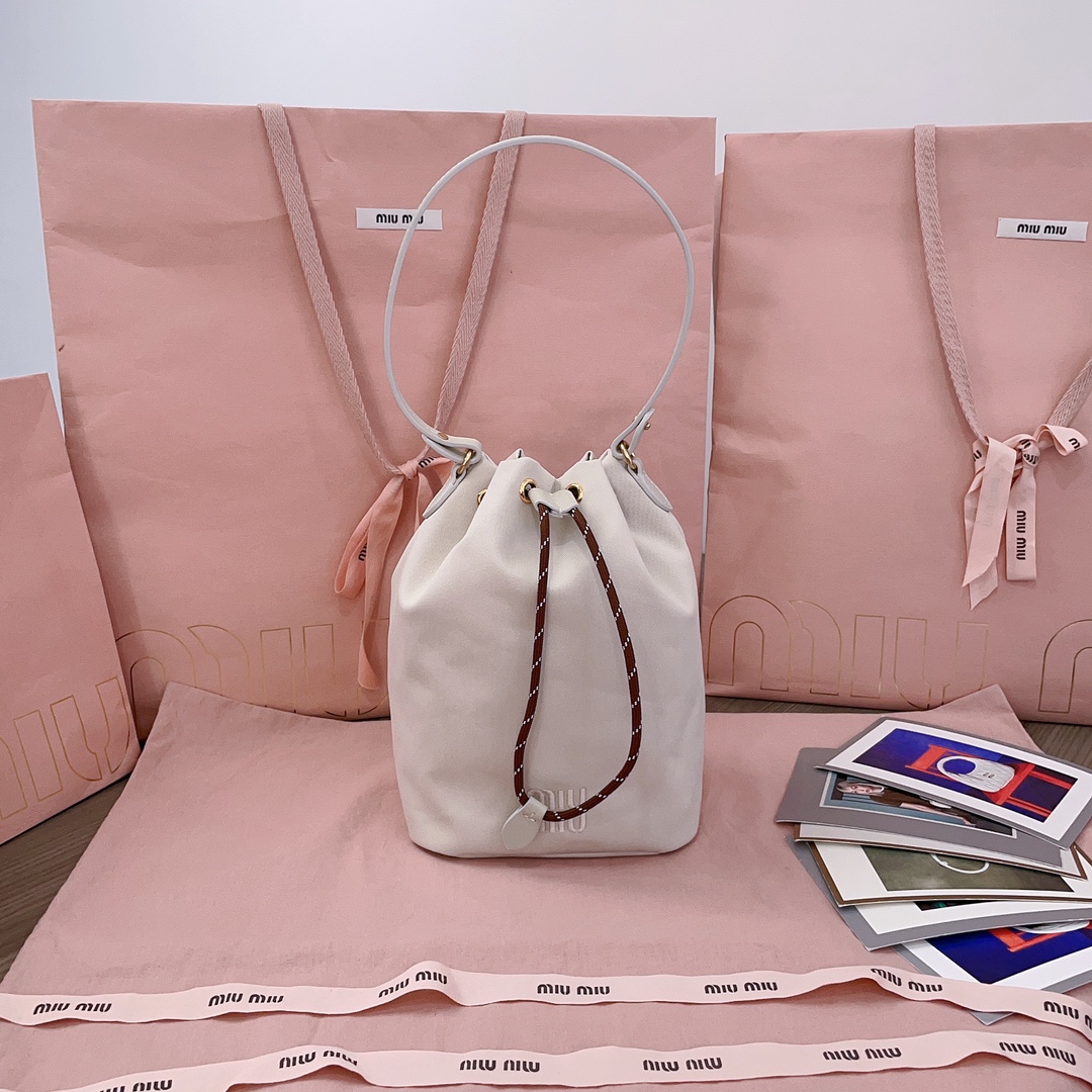 Miu Miu Gabardine Pouch in Natural bag in white