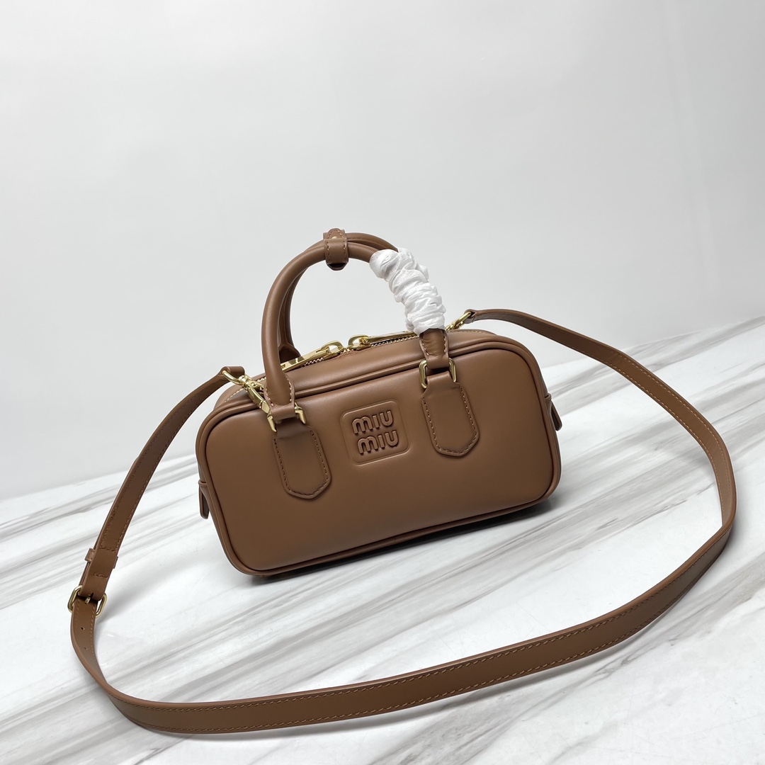 MIU MIU Calfskin Mini Arcadie Top Handle Bag Cognac 16187
