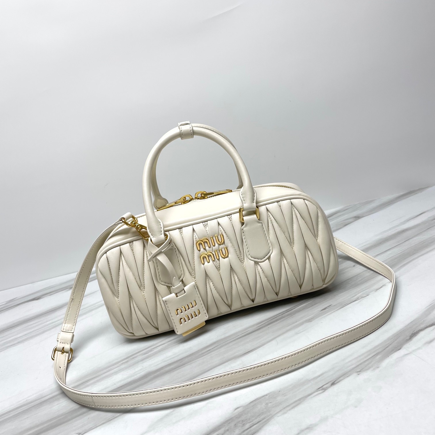Miu Miu White Arcadie Matelassé Nappa Leather Bag | Miu Miu