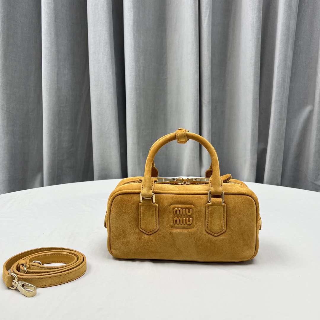 MIU MIU Suede Padded Regular Arcadie Top Handle Bag …