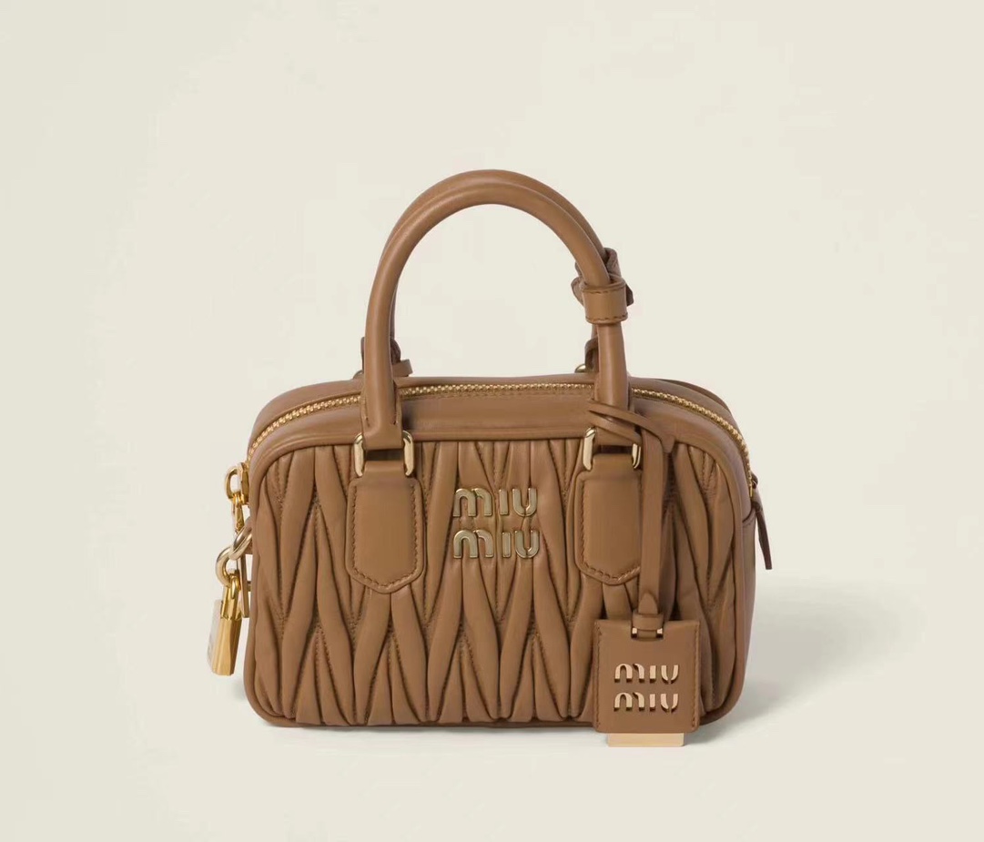 Miu Miu Caramel Arcadie Matelassé Nappa Leather Bag | Miu Miu