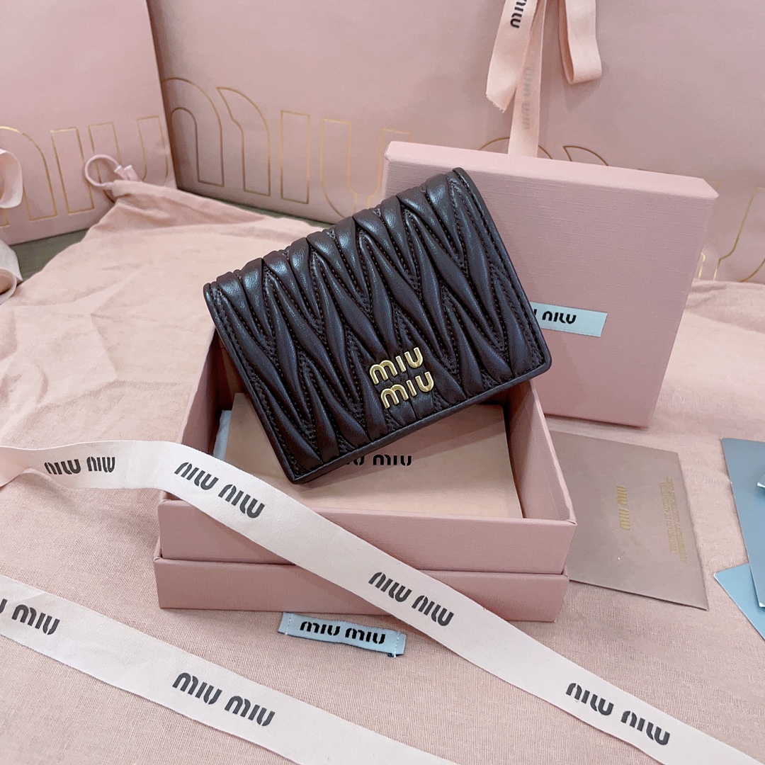Miu Miu Matelasse Nappa Leather Wallet Black