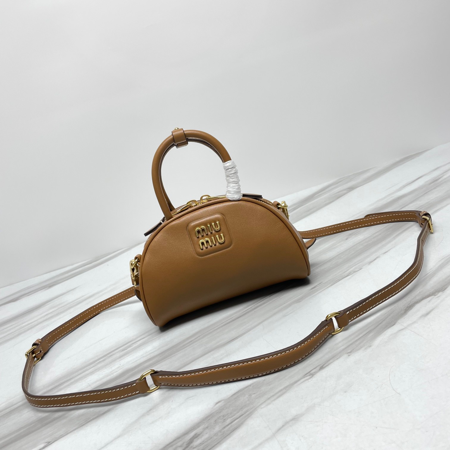 Miu Miu Leather Top-Handle Bag – Caramel |Miu Miu 00749