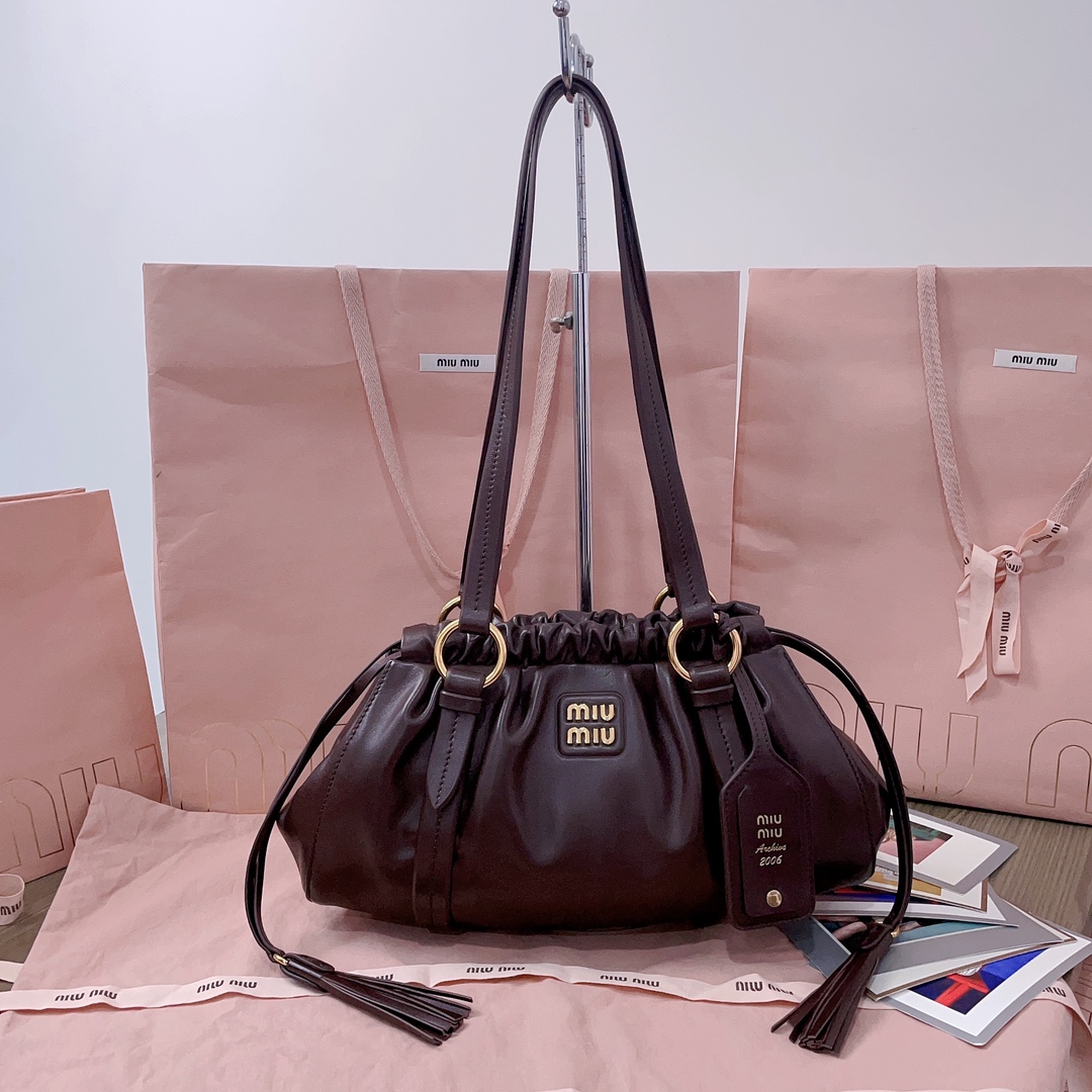 Miu Miu Nappa Leather Joie Shopping Bag in Brown