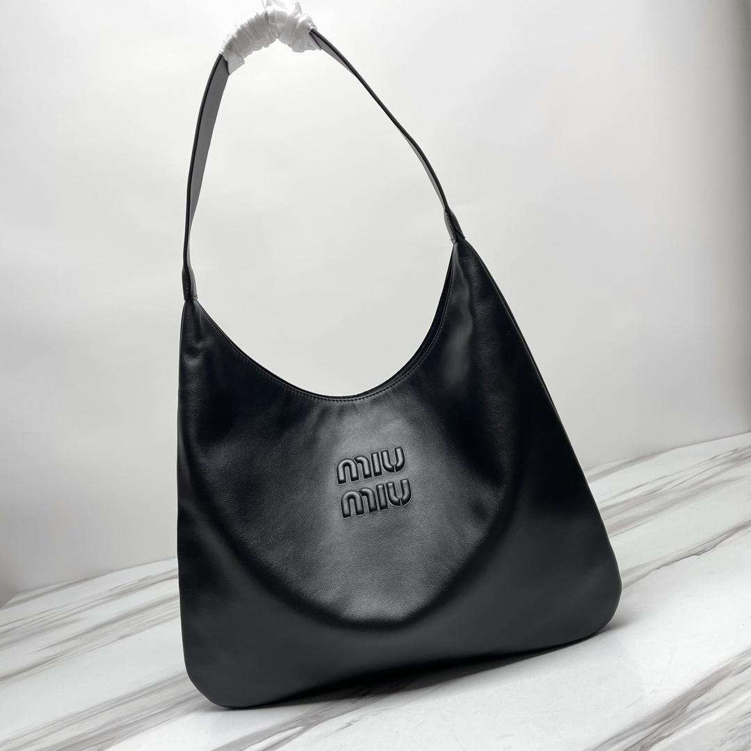 Miu Miu Leather Hobo Bag In Black  Miu Miu 00849