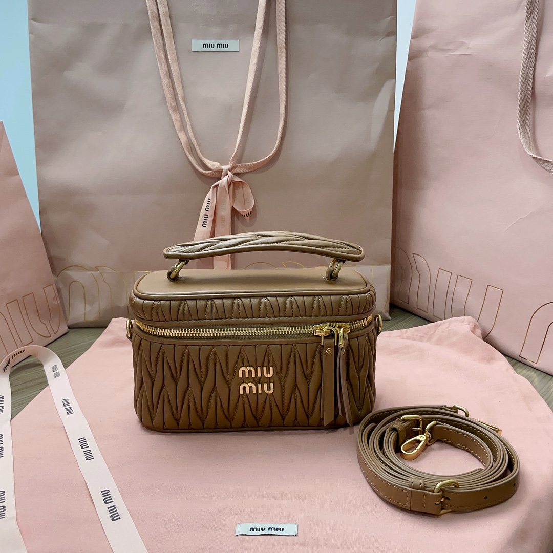 Miu Miu Caramel Matelassé Nappa Leather Shoulder Bag | Miu Miu