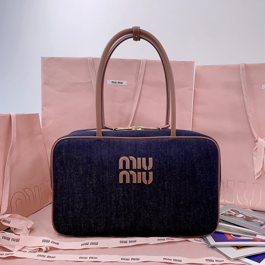 Miu Miu Blue/brandy Beau Denim Bag | Miu Miu