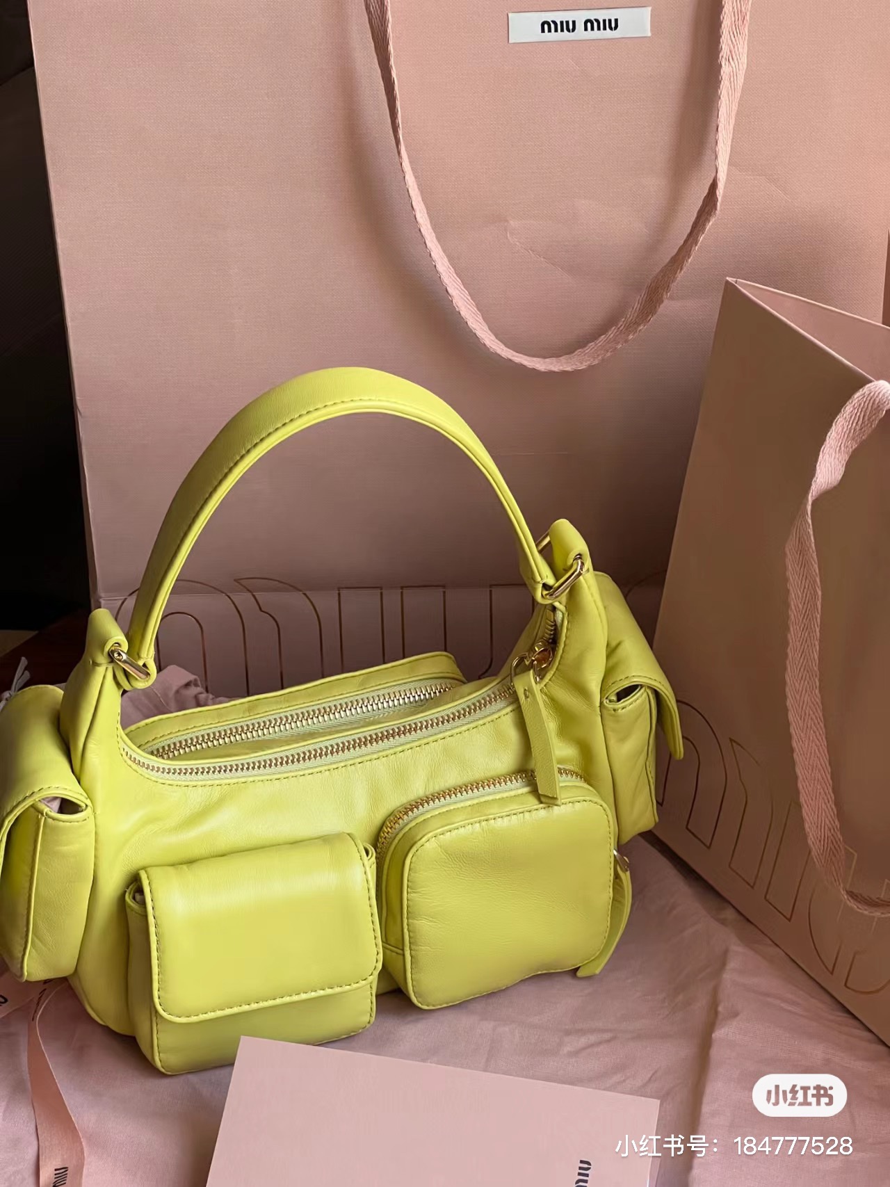 MIU MIU Nappa Pocket Bag Cedro 1547319 yellowMiu Miu