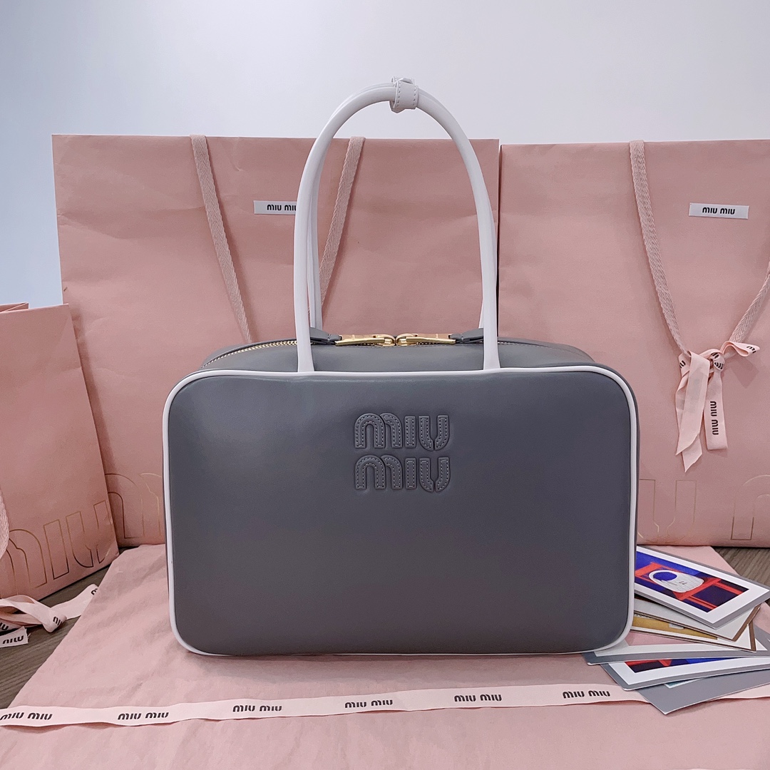 Miu Miu Marble Gray / White Beau Leather Bag | Miu Miu