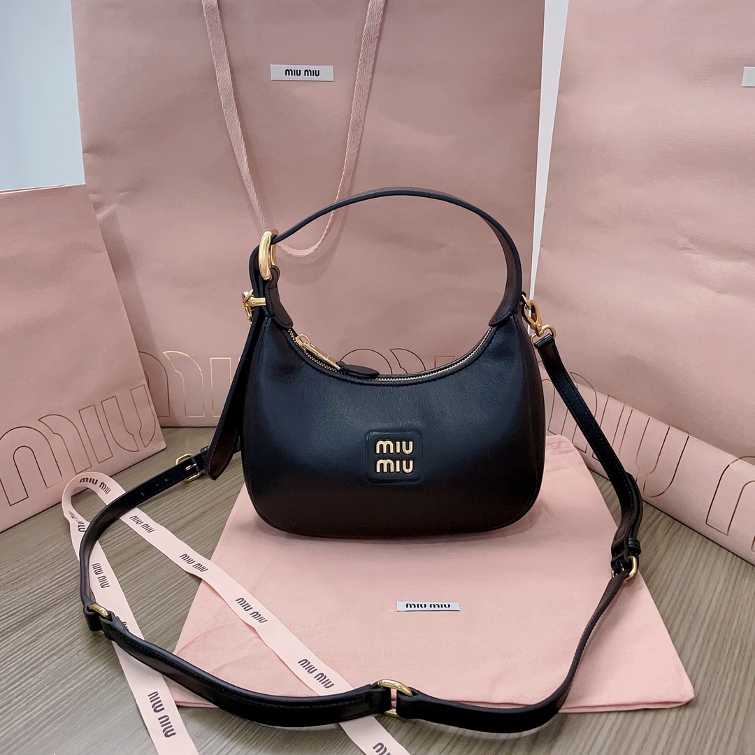 Miu Miu Leather Hobo Bag ‘Black’ – 5BP084 2E6Y F0002 |