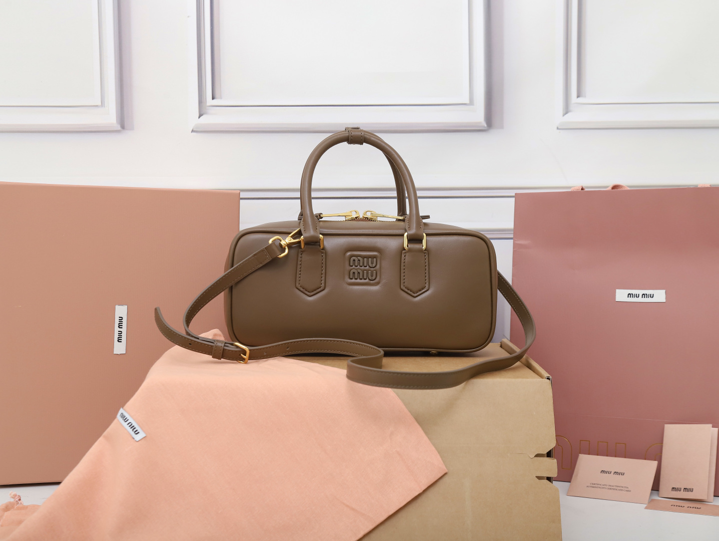 Miu Miu Tuntura Leather Tote Bag 5BB142-ACR3-F0244-OO