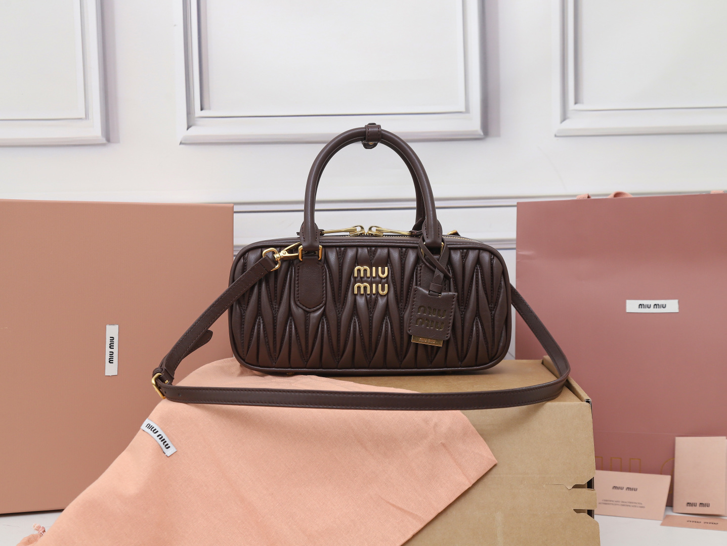Miu Miu Briarwood Arcadie Matelassé Nappa Leather Bag | Miu Miu