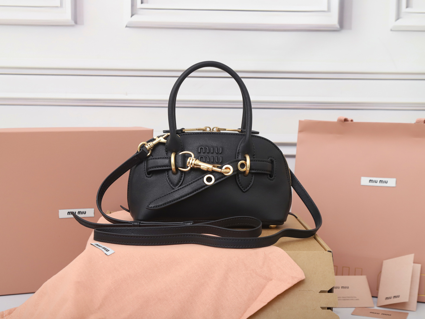Miu Miu Black Aventure Nappa Leather Top-handle Bag | Miu Miu