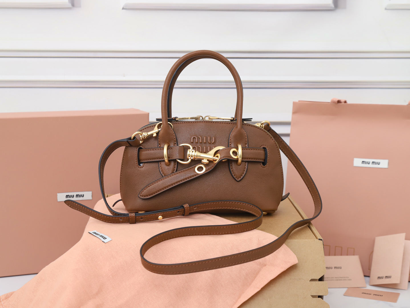 Miu Miu Mini Adventure Tote Bag | Brown |