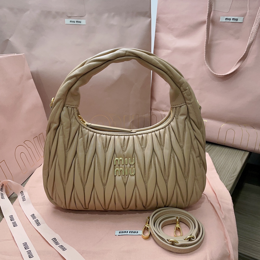 eBay MIUMIU Wonder Matelasse leather hobo bag beige 5BC1