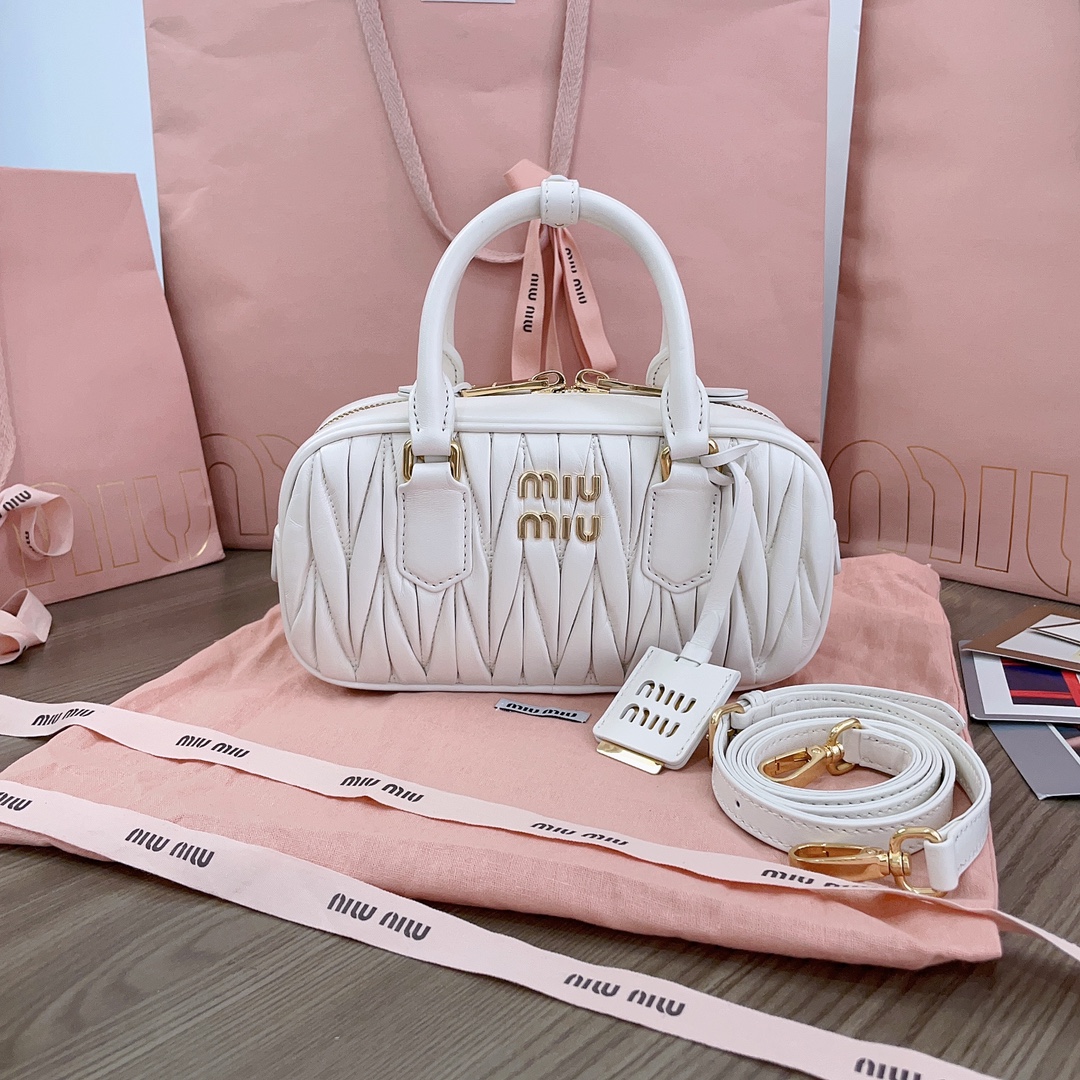 Miu Miu White Arcadie Matelassé Nappa Leather Mini-bag | Miu Miu