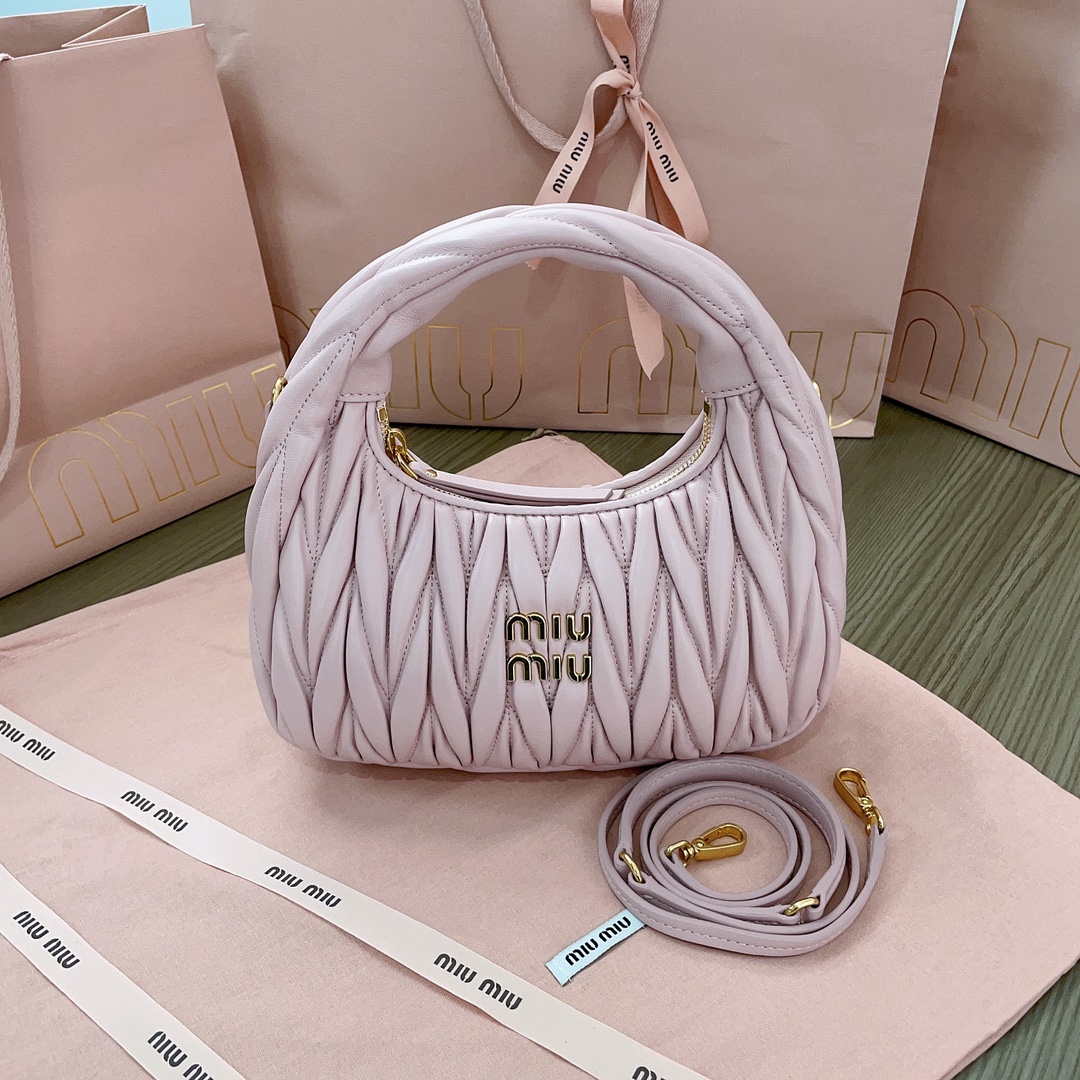 Miu miu Wander matelassé nappa leather small hobo bag