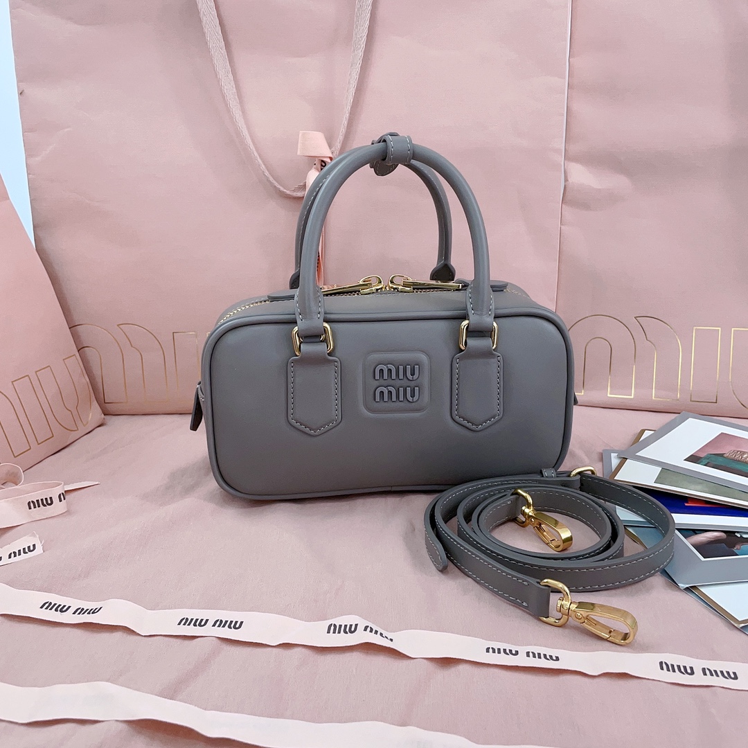 Arcadie leather crossbody bag Miu Miu Grey in Leathe
