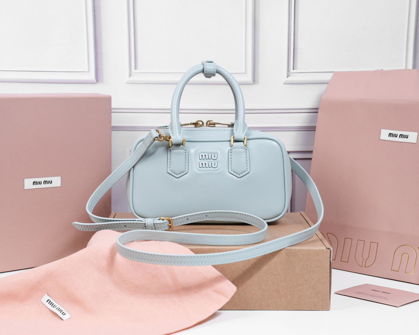 Miu Miu Lake Blue Arcadie Leather Mini-bag | Miu Miu