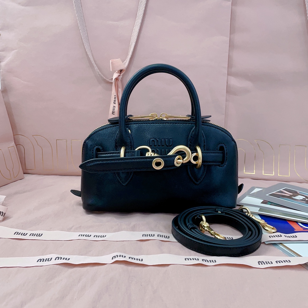 Miu Miu Leather Aventure Top Handle Bag – Black Handle