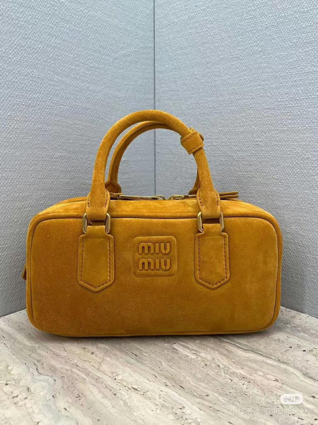 MIU MIU Suede Padded Regular Arcadie Top Handle Bag