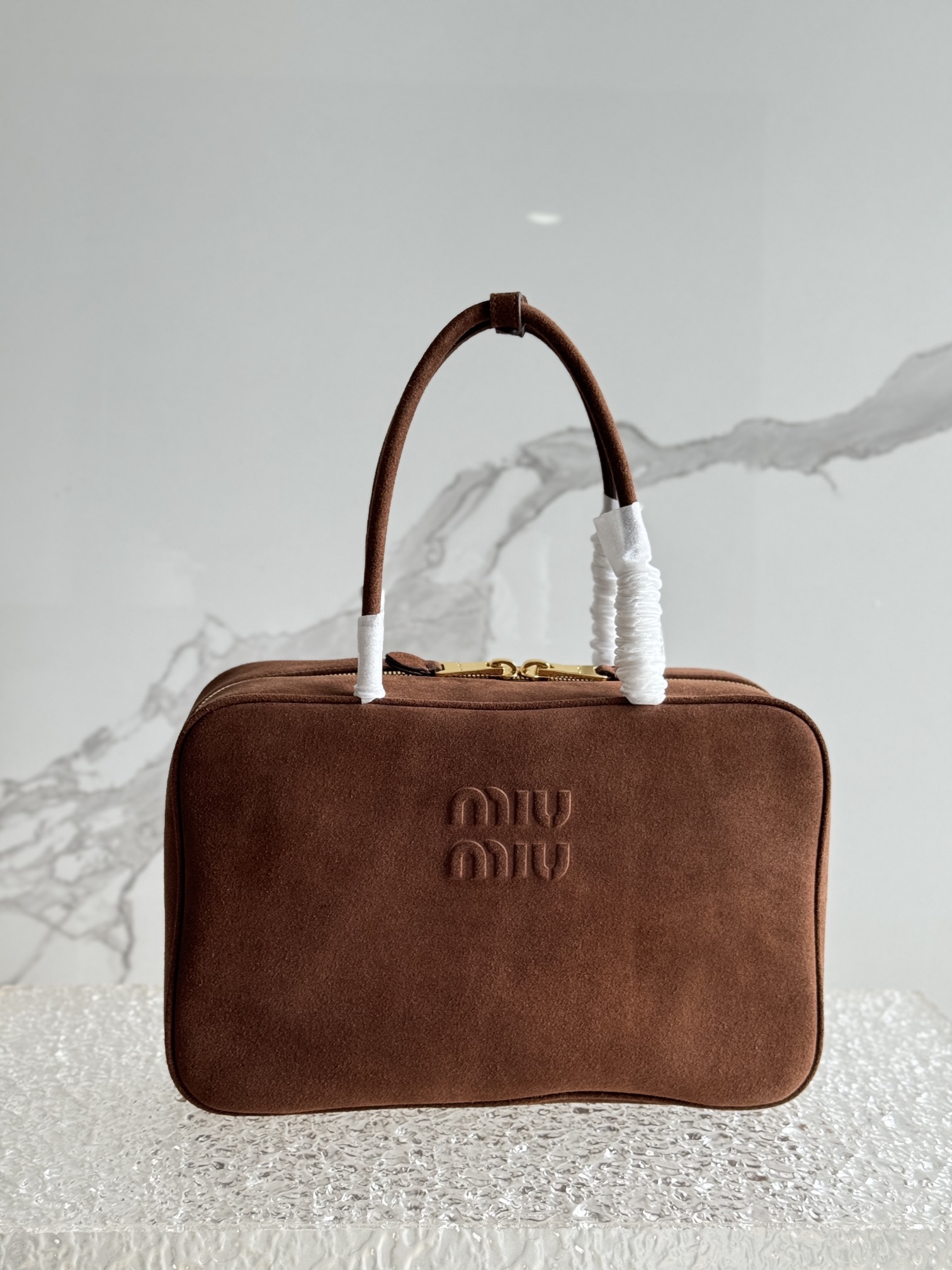 Miu Miu Camoscio Top Handle Bag in Cacao |