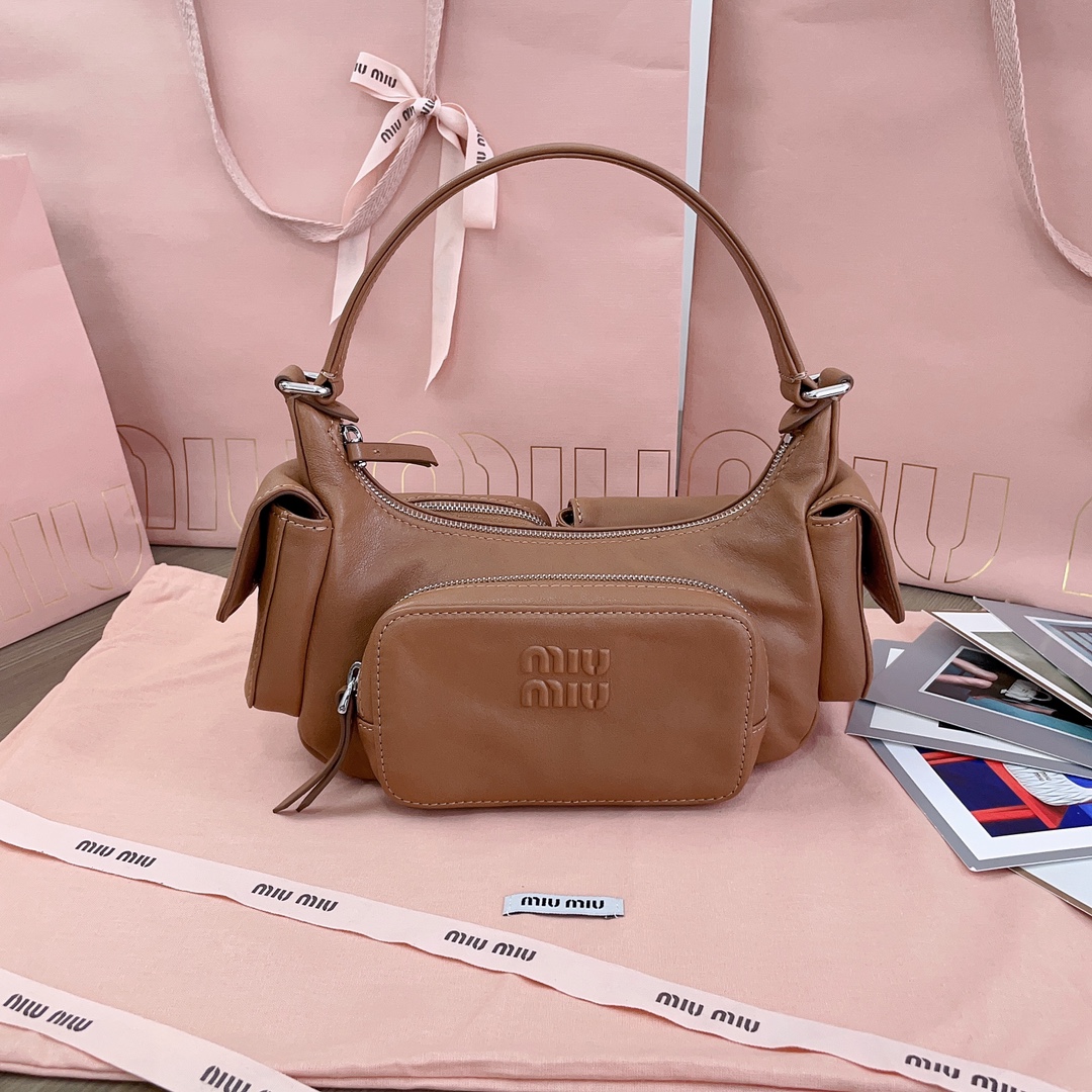 Miu Miu Cognac Pocket Leather Bag | Miu Miu  02069