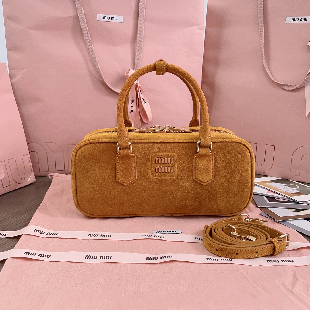 MIU MIU Suede Padded Regular Arcadie Top Handle Bag