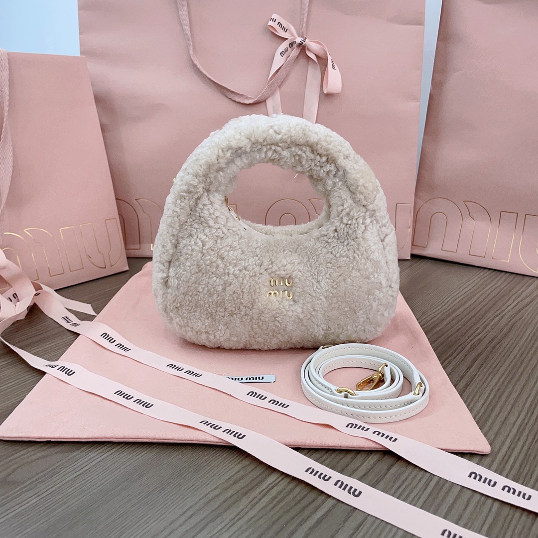 Miu Miu Ivory Wander Shearling Hobo Bag | Miu Miu