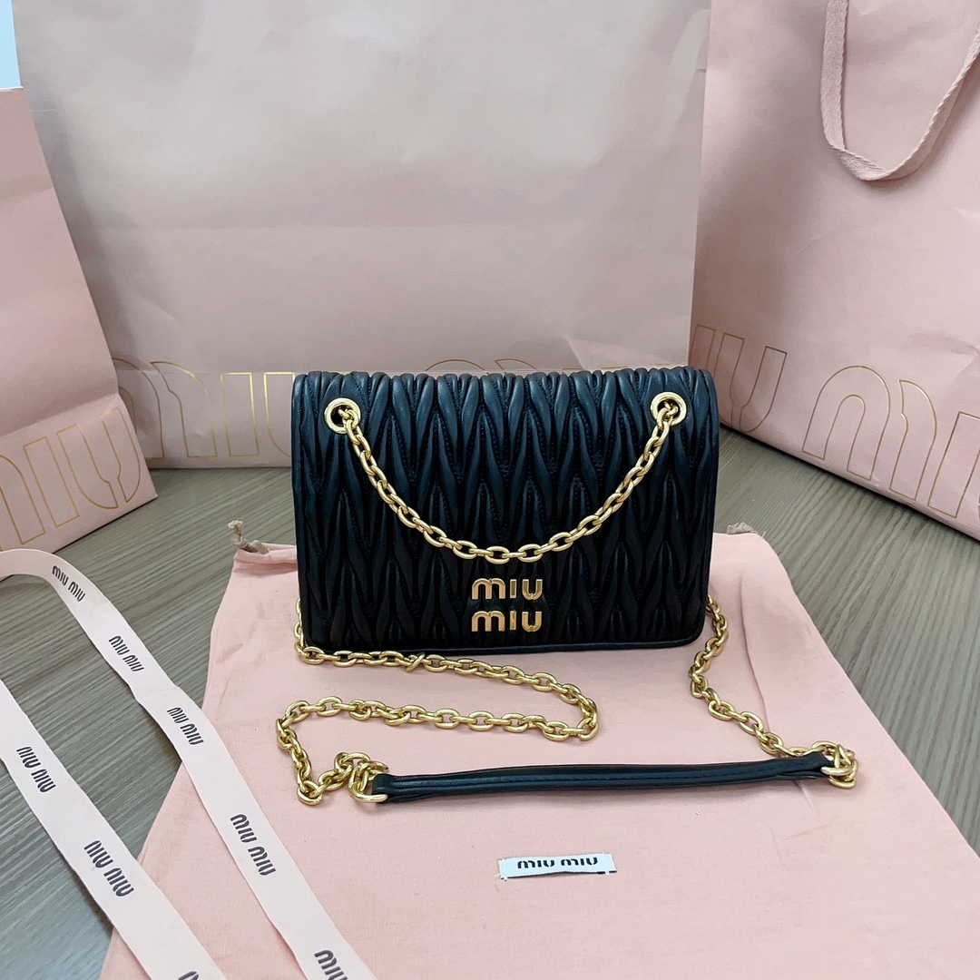 Miu Miu | Bags | Miu Miu Black Leather Shoulder Bag |