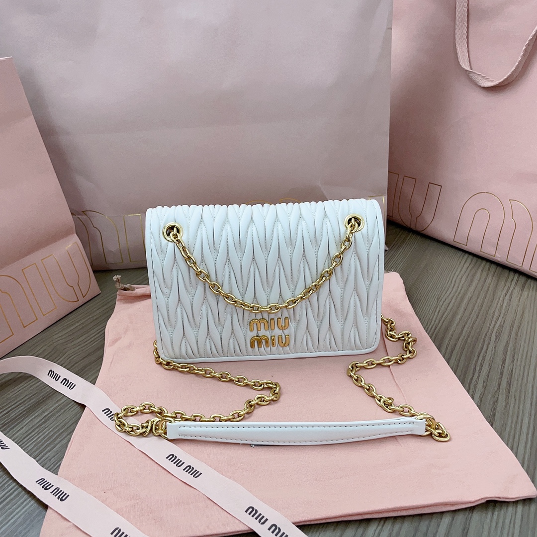 Miu Miu Matelassé Nappa Leather Mini Bag | White
