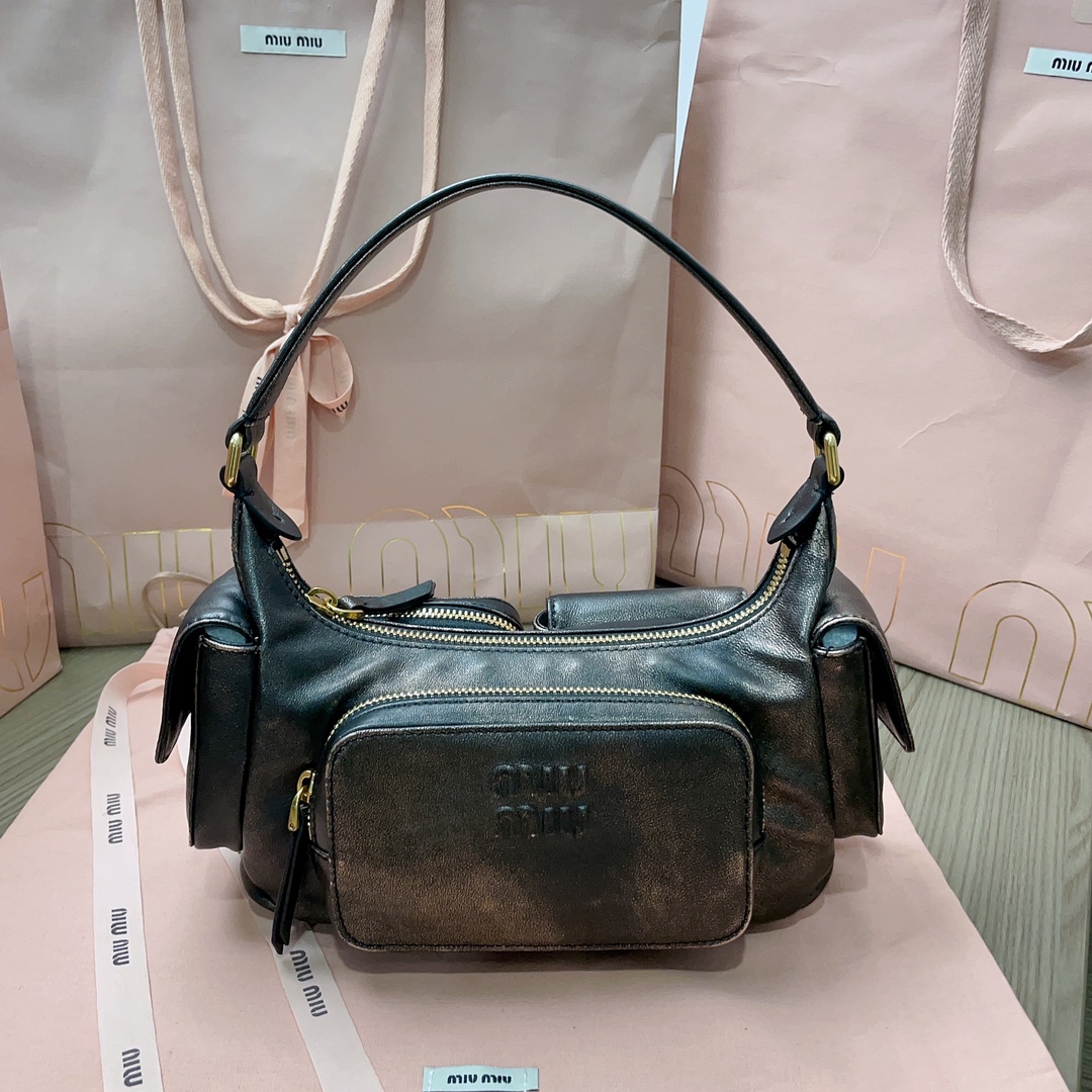 Miu Miu Nappa Pocket Shoulder Bag – Black Shoulder Bags, Handbags – MIU1895