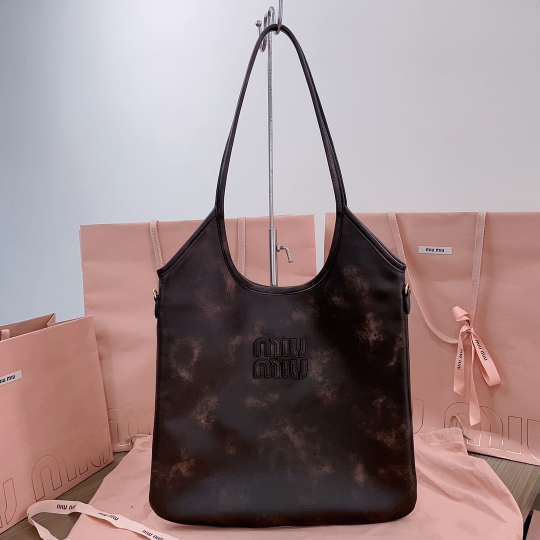 Miu Miu Sand/coffee Ivy Leather Bag | Miu Miu