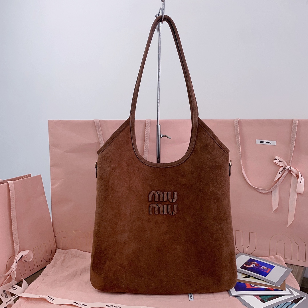 MIU MIU Camoscio Ivy Tote Cacao 1515327 Miu Miu 03509