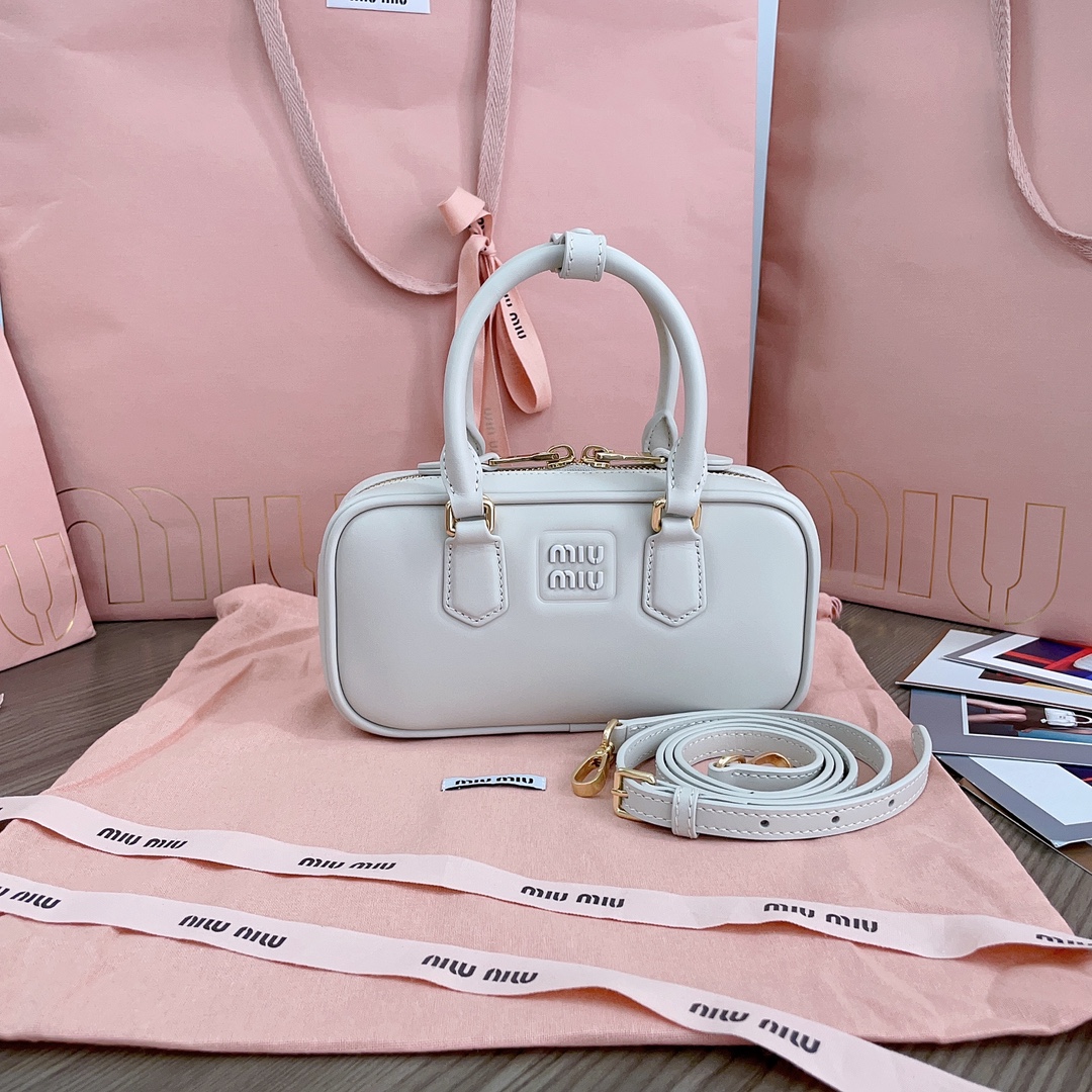 Miu Miu Chalk White Arcadie Leather Bag | Miu Miu
