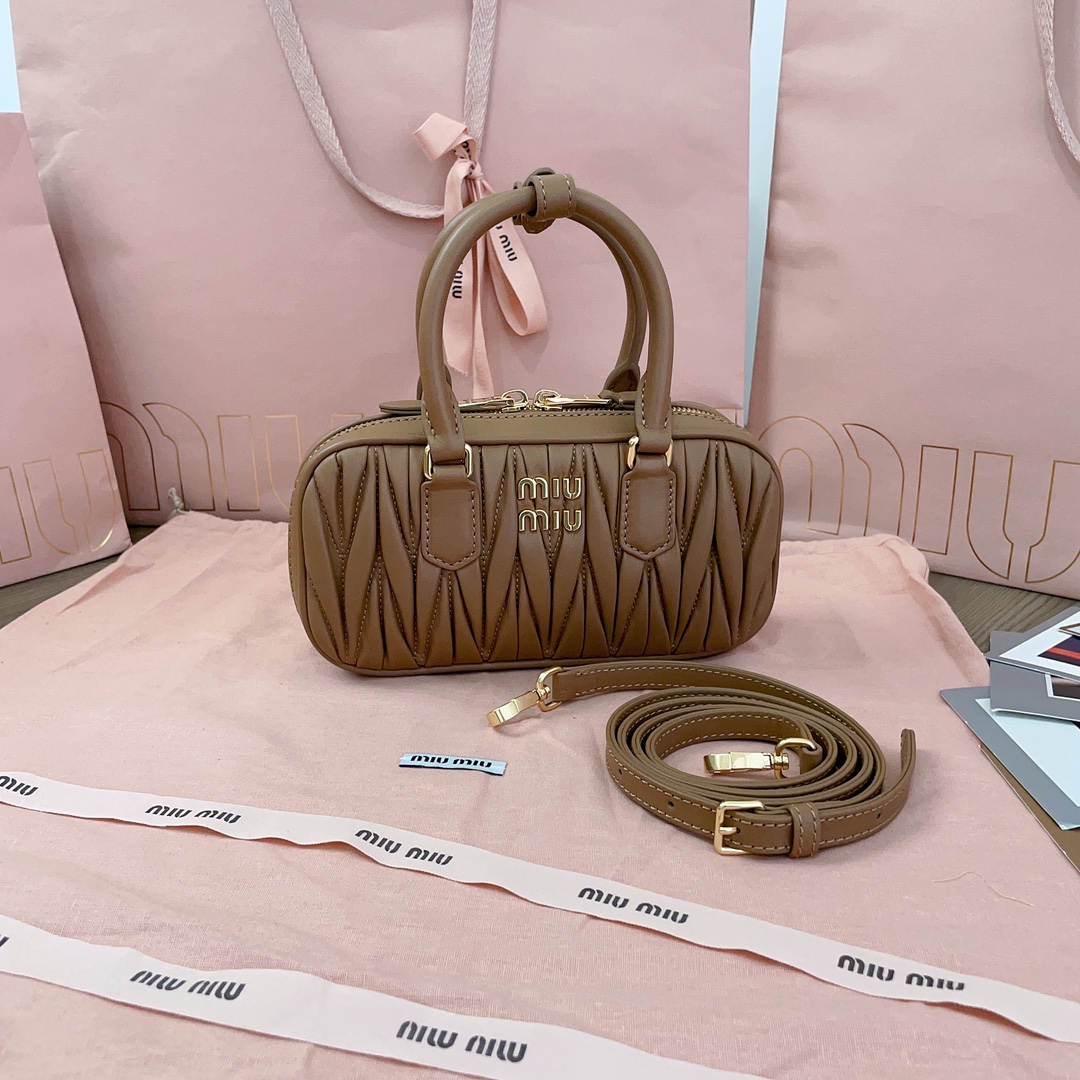 Miu Miu Caramel Arcadie Matelassé Nappa Leather Bag | Miu Miu