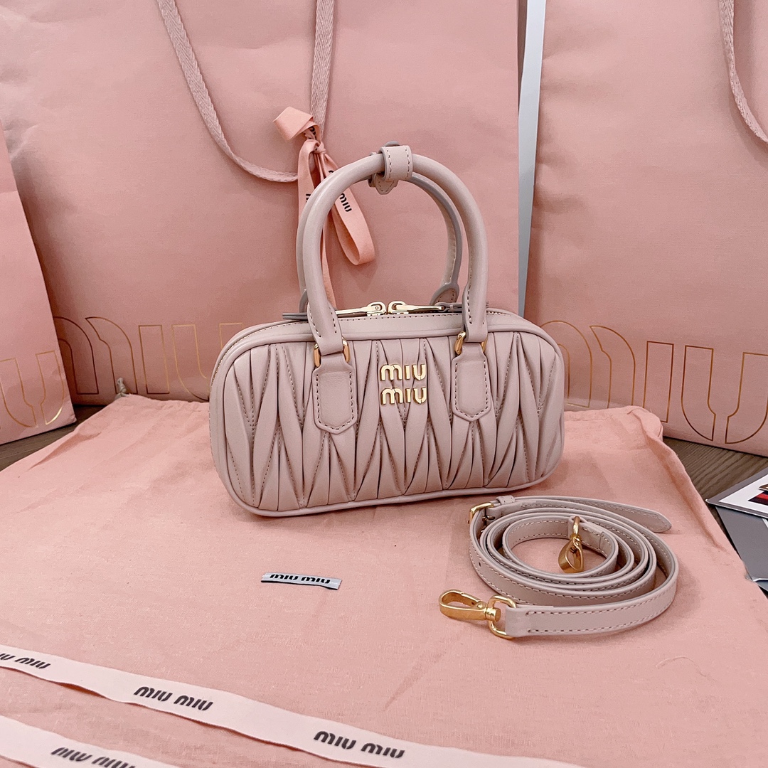 Miu Miu Powder Pink Arcadie Matelassé Nappa Leather Mini-bag | Miu