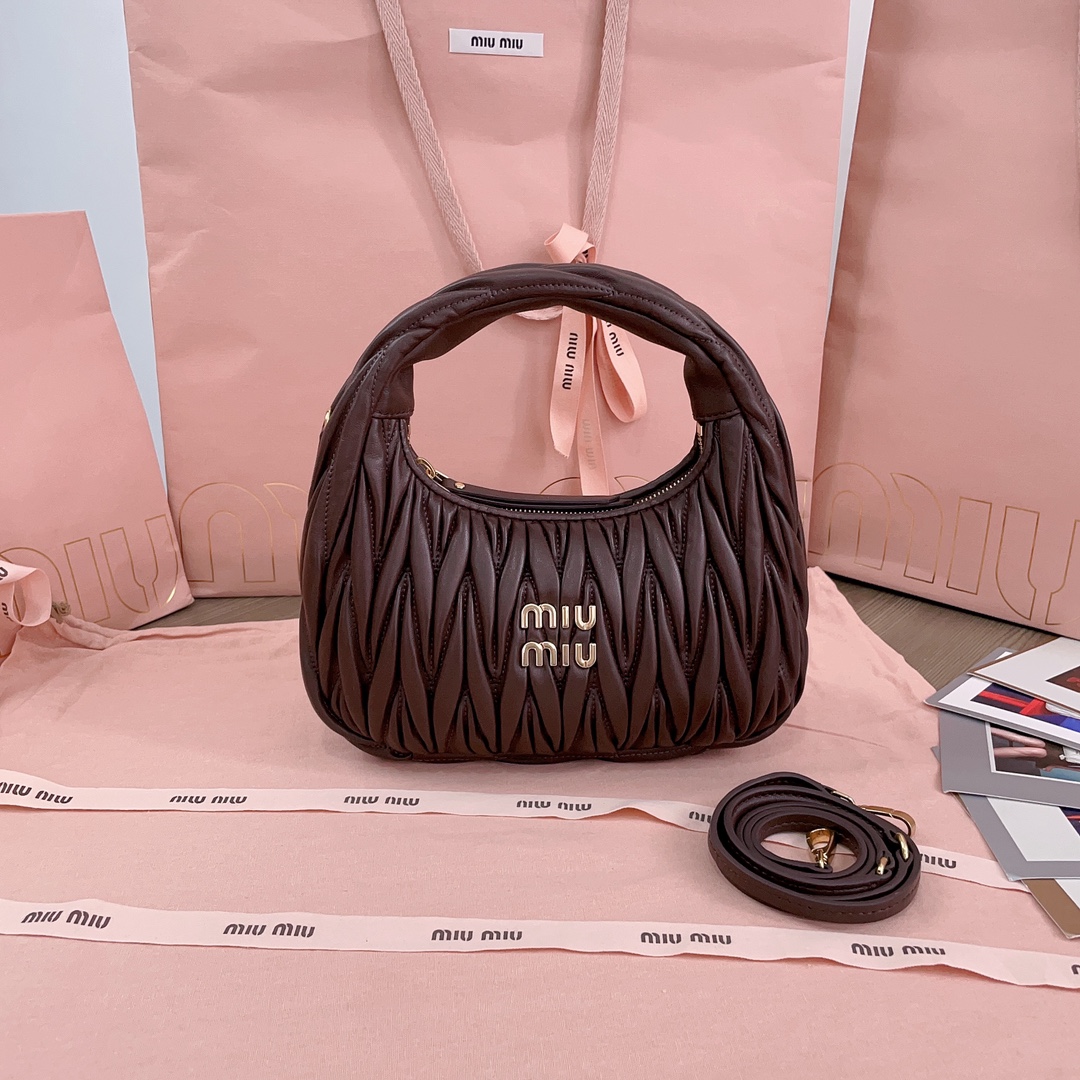Miu miu Wander matelassé nappa leather small hobo bag available on Monti Boutique –