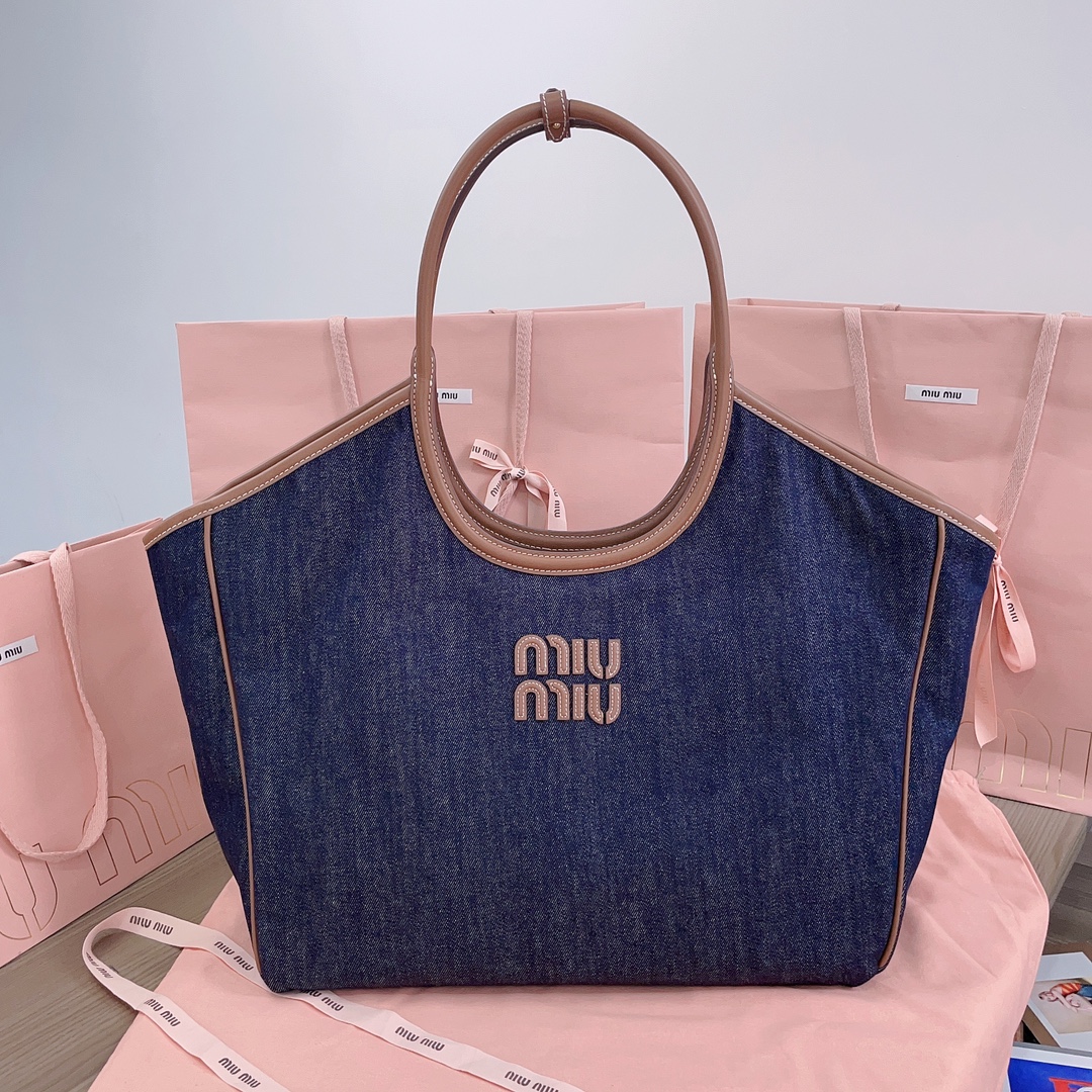 Miu Miu Blue/brandy Ivy Denim Bag | Miu Miu