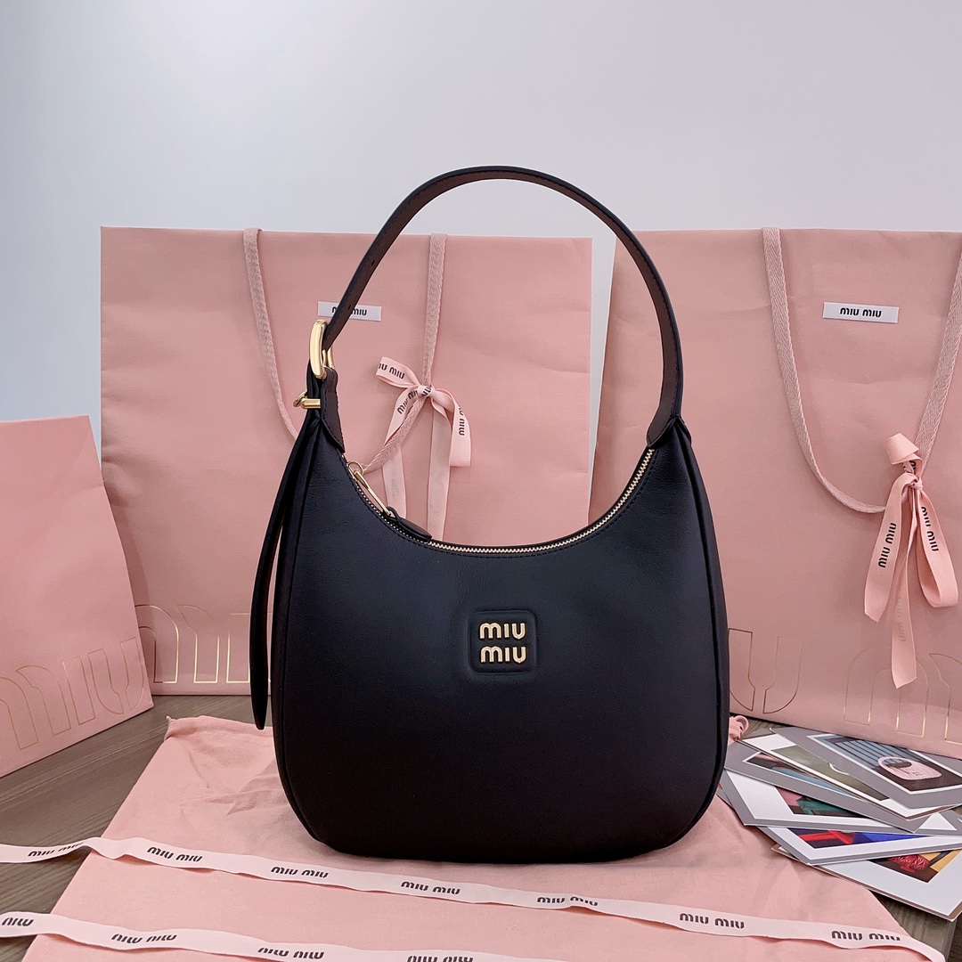 BAG  Miu Miu Leather Hobo Bag ‘Black’ 5BC177-2CRM-