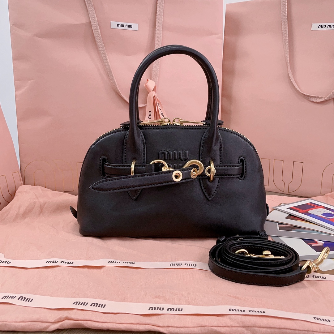 MIU MIU Nappa Aviator Regular Aventure Bag Black